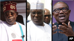 Les candidats à la présidence du Nigeria en 2023: Bola Tinubu (à g), Atiku Abubakar (au milieu) et Peter Obi.
