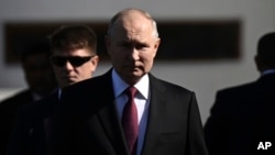 FILE - Russian President Vladimir Putin visits Bishkek, Kyrgyzstan, Oct. 12, 2023. (Pavel Bednyakov, Sputnik, Kremlin Pool Photo via AP)
