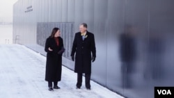 VOA Eastern Europe bureau chief Myroslava Gongadze speaks to U.S. Ambassador to Estonia George Kent in a still from a VOA video interview in Tallinn, Estonia, March 6, 2023. 