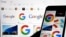 FILE - Google logos pop up in a search in New York, Sept. 11, 2023. Google said Feb. 22, 2024, that it would temporarily stop its Gemini AI chatbot from generating images of people a day after apologizing for “inaccuracies” in depictions it was creating.