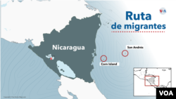 La ruta de los migrantes que llegan a Corn Island, en Nicaragua.