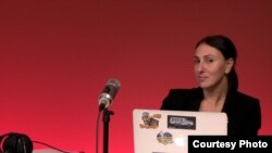 After surviving a suspected poisoning attack in 2022, exiled Russian journalist Irina Babloyan has found solace in continuing to do her job. (Vasily Aleksandrov) 