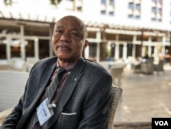 Ahmat Yacoub Dabio, president of the Center for Development and Prevention of Extremism in Chad, poses for a photo in Dakar, Senegal, Feb. 28, 2023. (Annika Hammerschlag/VOA)
