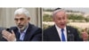 In this combination image, Hamas' leader in Gaza, Yahya Sinwar, speaks on April 13, 2022, in Gaza City, left, and Israeli Prime Minister Benjamin Netanyahu speaks on June 18, 2024, in Tel Aviv. 
