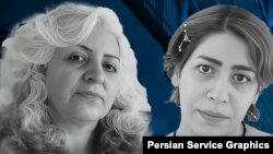 رضوانه احمدخان‌بیگی (راست) و ناهید شیرپیشه، زندانیان سیاسی