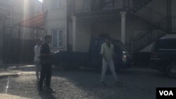 FILE - Medical students from South Asia play badminton in their compound, following mob violence in Bishkek, May 18, students must attend classes online, May 24, 2024, Osh, Kyrgyzstan.