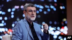 Presidential candidate Amirhossein Ghazizadeh Hashemi, vice president of late Ebrahim Raisi, speaks in a debate of the candidates at the TV studio in Tehran, Iran, June 17, 2024, in this picture made available by Iranian state-run TV, IRIB.