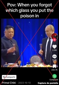 Captura de desinformación en TikTok.