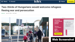 A screenshot of part of an English language news page of Telex, an independent Hungarian news outlet, June 20, 2023.