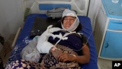 An earthquake victim receives treatment at Bheri hospital in Nepalgunj, Nepal, on Nov. 4, 2023.