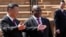 FILE - South Africa's President Cyril Ramaphosa, right, with Chinese President Xi Jinping during a state visit at Union Building in Pretoria, South Africa, Aug. 22, 2023. 