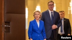 Ursula fon der Lejen, predsednica Evropska komisije i Aleksandar Vučić, predsednik Srbije (Foto: REUTERS/Marko Djurica)