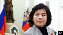 North Korean Foreign Minister Choe Son Hui arrives to meet with Russian President Vladimir Putin at the Kremlin in Moscow, Jan. 16, 2024.