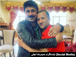 محمد نجفی وکیل زندانی(راست) در کنار حمیدرضا نجفی فعال مدنی