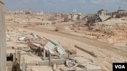 More than 8,000 people are still missing more than two months after the flood, and bodies are now being found as far as 80 kilometers offshore, in Derna, Libya, Sept. 24, 2023. (Atiyah Alhasadi/VOA) 