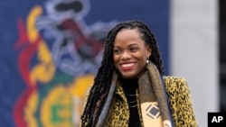 FILE - Representative Summer Lee arrives for Democratic Governor Josh Shapiro's inauguration in Harrisburg, Pennsylvania, Jan. 17, 2023.