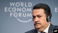 Iraqi Prime Minister Mohammed Shia al-Sudani attends the annual meeting of the World Economic Forum in Davos, Switzerland, Jan. 18, 2024. 