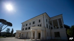 FILE - A view of Villa Torlonia taken on Oct. 25, 2014, in Rome. It was the residence of Italy's fascist dictator Benito Mussolini from 1925-43; now Italy may turn part of it into a Holocaust museum.