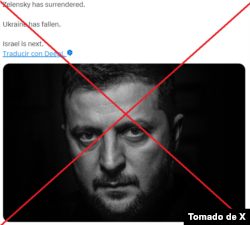 Captura de la desinformación difundida en X en noviembre de 2023.