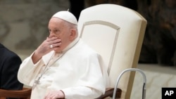Pope Francis attends the weekly general audience at the Vatican, Nov. 29, 2023.
