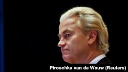 Politisi sayap kanan Belanda dan pemimpin Partai PVV Geert Wilders di Den Haag, Belanda, 24 November 2023. (Foto: REUTERS/Piroschka van de Wouw)