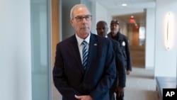 U.S. Attorney David Weiss arrives for an interview before members of the House Judiciary Committee in Washington, Nov. 7, 2023. 