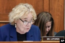 FILE - Representative Zoe Lofgren, D-Calif., listens on Capitol Hill in Washington, March 9, 2023.