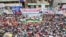 Leaders and supporters of the opposition Bangladesh National Party and its allies assemble in Dhaka, July 12, 2023, demanding the resignation of Prime Minister Sheikh Hasina and installation of a neutral caretaker government. (K.M. Nazmul Haque/VOA) 