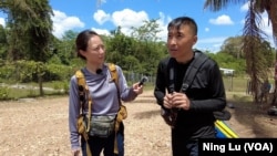 A Chinese migrant who gave his name solely as Cong speaks with VOA Mandarin's Calla Yu about his experience in the jungle and why he decided to leave China, in Lajas Blancas, Darien Province, Panama, on Feb. 24, 2024.
