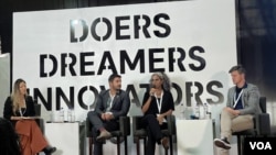 Feven Tsehaye, founder of Chakka Origins, speaks at a session of the Enkopa Summit in Addis Ababa, Ethiopia, Oct. 13, 2023. (Maya Misikir/VOA)