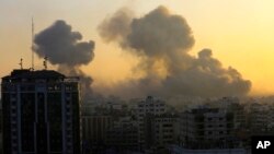 Smoke rises following Israeli airstrikes in Gaza City, Nov. 2, 2023.