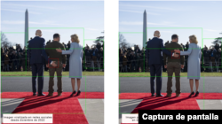 Comparación entre la imagen viralizada en redes (izquierda) y la que fue publicada por Jill Biden.