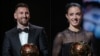Les recipiendaires du Ballon d'or 2023 Lionel Messi et Aitana Bonmati.