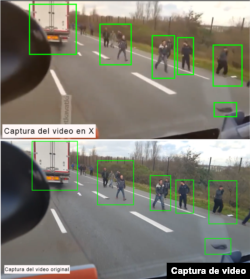 Comparación de un fotograma del video viralizado en X y Telegram (arriba) con uno del video original (obtenido de DailyMotion, abajo).