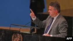 Ukraine's ambassador to the United Nations Sergiy Kyslytsya speaks during a United Nations General Assembly meeting at U.N. headquarters in New York on Oct. 10, 2022. 