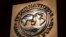 FILE - The logo of the International Monetary Fund on its building, April 5, 2021, in Washington. 