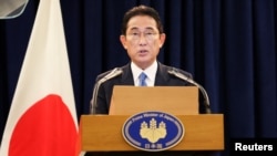 Perdana Menteri Jepang Fumio Kishida berbicara pada konferensi pers selama kunjungannya ke New York untuk menghadiri Sidang Umum PBB ke-77 di New York City, New York, AS, 22 September 2022. (Foto: REUTERS/Caitlin Ochs)