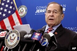 FILE - U.S. Rep. Jerrold Nadler, D-NY, Chairman of the House Judiciary Committee, speaks during a news conference, in New York, May 29, 2019.