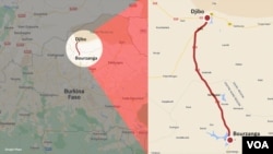 The road between Bourzanga and Djibo in the Center-North region of Burkina Faso.