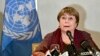 United Nations High Commissioner for Human Rights Michelle Bachelet speaks during a press conference in Dhaka, Bangladesh, Aug. 17, 2022.
