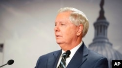 Sen. Lindsey Graham, R-S.C., speaks about a Senate resolution calling for accountability for Russian President Vladimir Putin, March 2, 2022, at the Capitol in Washington.