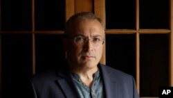 FILE - Russian opposition figure Mikhail Khodorkovsky, the former owner of the Yukos Oil Company, July 24, 2018.