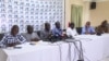 Des membres de la coordination des associations de presse du Sénégal (CAP) lors de leur conférence de presse, à Dakar, le 7 novembre 2022.