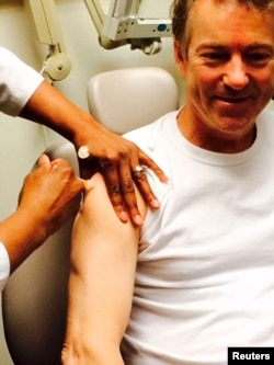 U.S. Senator Rand Paul of Kentucky tweeted a photo of himself being inoculated, Feb. 3, 2015.