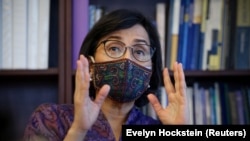 Menteri Keuangan Sri Mulyani Indrawati di Washington DC, AS. (Foto: REUTERS/Evelyn Hockstein)