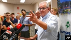 澳大利亚总理莫里森在记者会上讲话（2022年3月9日）