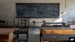 A classroom that previously was used for girls sits empty in Kabul, Afghanistan, Dec. 22, 2022. 