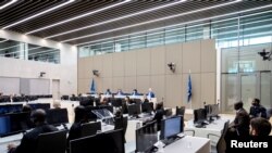 The International Criminal Court in The Hague, Netherlands, as it considers the case of Dominic Ongwen, Dec. 15, 2022.