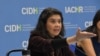 La secretaria ejecutiva de la Comisión Interamericana de Derechos Humanos (CIDH), Tania Reneaum, durante un evento de la Corte IDH en Washington, el 6 diciembre de 2022. [Foto: Tomás Guevara, VOA]