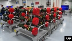 FILE - Javelin anti-tank missiles are seen at the Lockheed Martin's Pike County Operations facility in Troy, Alabama, on May 3, 2022.